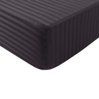 Простирадло на гумці Iris Home Готель Сатін Страйп 1х1 чорний 160х200+25 см