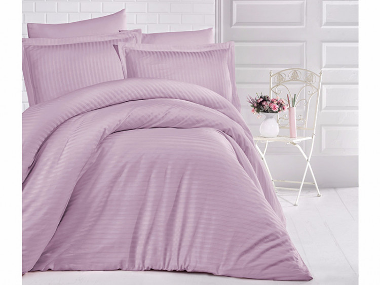 Постельное белье Saten Strip 160*220 (ТМ ARAN CLASY) Lila