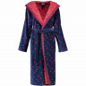Халат женский Cawo Textil 5313 blue/red с капюшоном 
