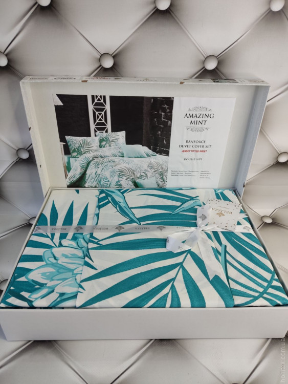 Постільна білизна Belizza Amazing Mint євро (простирадло на гумці)