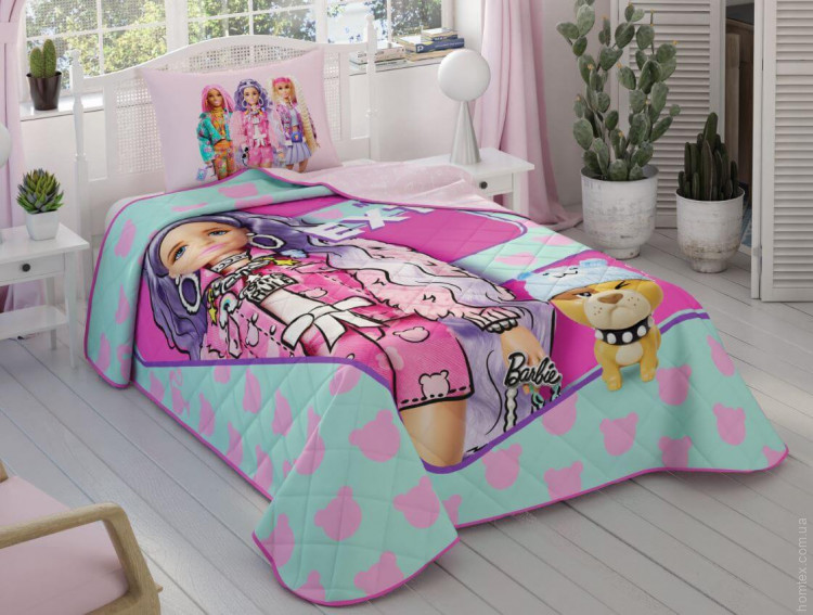Покрывало TAC Disney Barbie Extra Today 160x220 см с наволочкой
