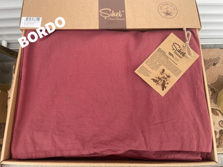 Постельное белье Sikel Natural bordo вареный хлопок евро
