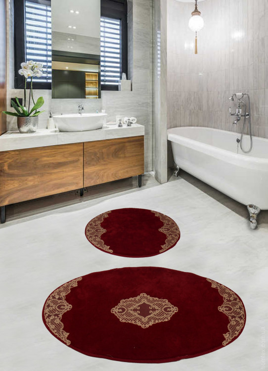 Набор ковриков с гипюром для ванной комнаты Diva Nice Gold 60x100+50x60 см
