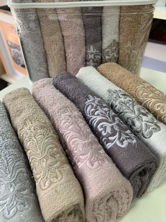 Набір махрових рушників Sikel Purry Cotton з вишивкою V.3 30х50 см 6 шт