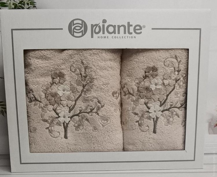 Набір махрових рушників Piante Home із двох штук 50х90+70х140 см з вишивкою модель 24