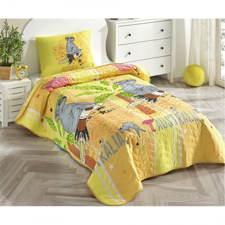 Покрывало стеганное с наволочкой Eponj Home Koala sari желтый 160x220 см