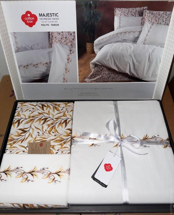 Постельное белье Cotton Box Polite Tarcin евро с вышивкой