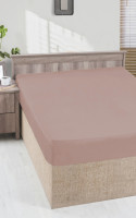 Простынь сатиновая на резинке First choice powder 180x200+30 см с наволочками