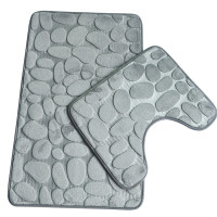 Набор ковриков для ванной с эффектом памяти Homytex из 2-х шт. 50x80 см + 50x40 см Камни серый