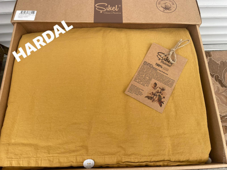 Постельное белье Sikel Natural hardal вареный хлопок евро