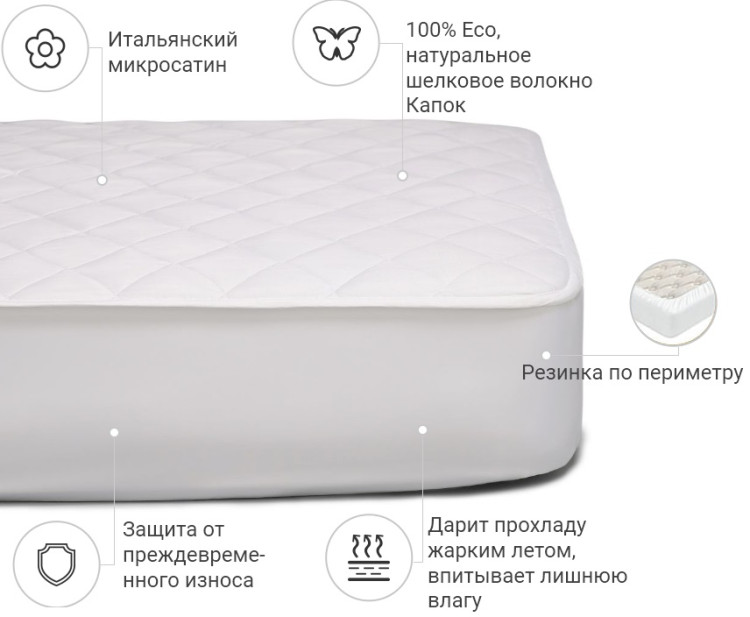 Наматрасник Mirson Silk Стандарт 160x200 см, №291 (обычный на резинке по периметру)