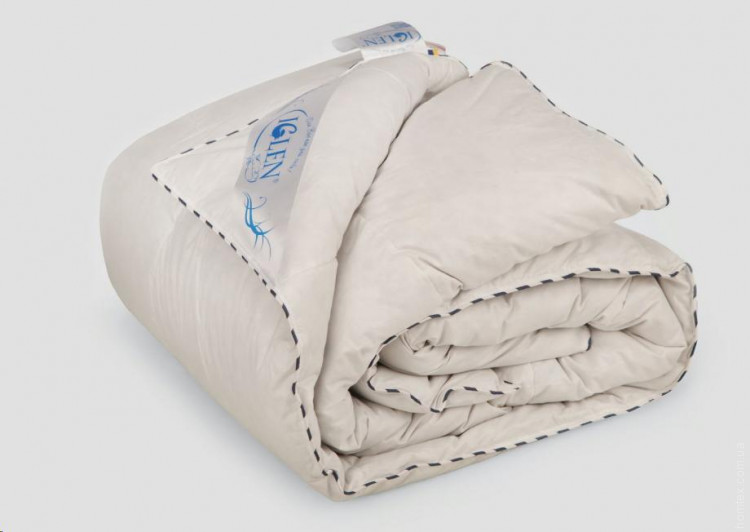Одеяло IGLEN 100% серый пух кассетное климат-комфорт зимнее 200х220 см.