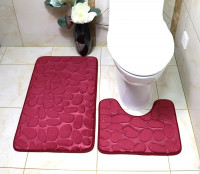 Набор ковриков для ванной с эффектом памяти Homytex из 2-х шт. 50x80 см + 50x40 см Камни бордовый