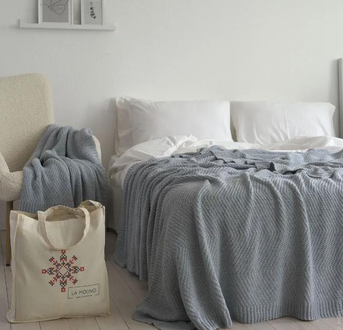 Плед - Покрывало La Modno Wool Cotton Balance Sky Gray 130х170 см