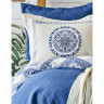 Набор постельное белье с пледом и покрывалом  Karaca Home Levni mavi 2020-1 синий евро 
