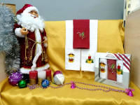 Набор New Year Mishenna Вафельные DELUXE белый-красный 40x60 см из 3 шт.