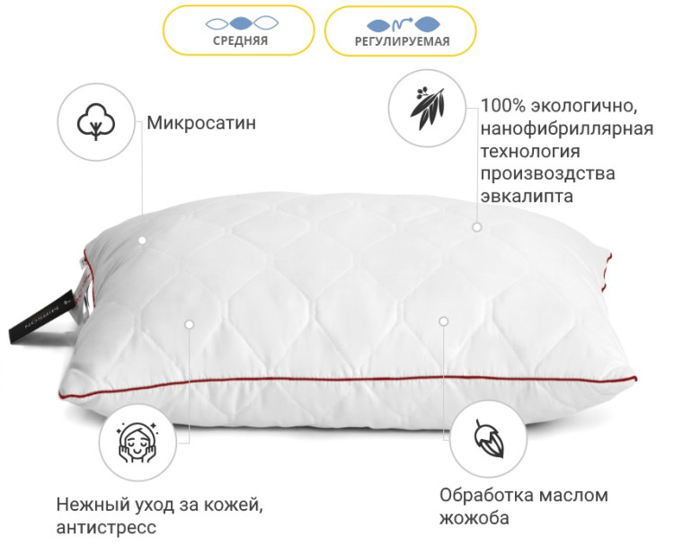 Подушка з Евкаліптом Mirson Eco Jojoba 50x70 см, №617 середня