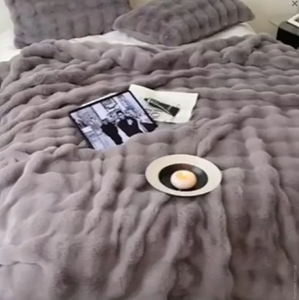 Плед - Покрывало Home Textile Sable 200x230 см с искусственного меха светло-серое