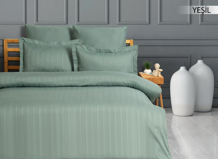 Постельное белье First Choice Yesil stripe cатин люкс евро Постельное белье First Choice Yesil stripe cатин люкс евро
