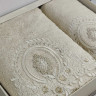 Набір махрових бамбукових рушників Pupilla з 2-х штук 50х90 см + 70х140 см з вишивкою, модель 24