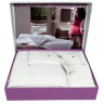 Набор махровых полотенец Maison Dor Soft Hearts white - dark lilac из 3-х штук