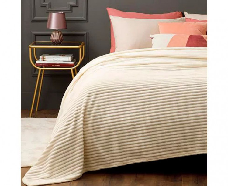 Плед из микрофибры Mays Cream 160x220 см широкая полоска