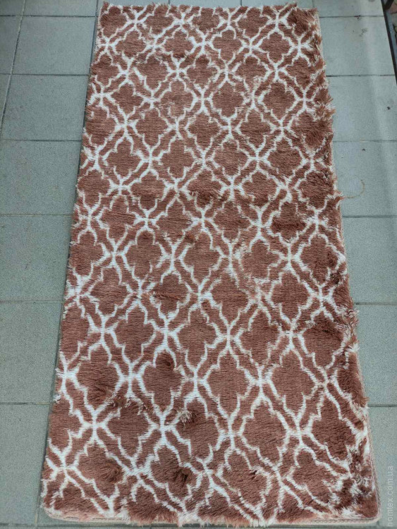 Коврик Травка прикроватный Турция Орнамент V1 90x180 см, коричневый