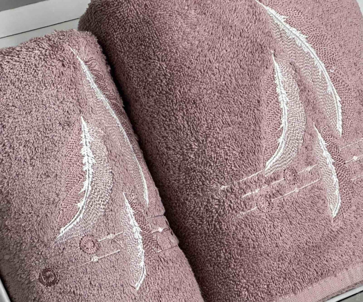 Набор махровых полотенец Piante Home из двух штук 50х90+70х140 см с вышивкой модель 7
