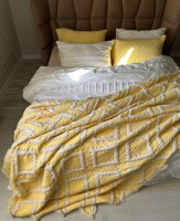Покривало муслінове Saheser Sonia krem-yellow 240x260 см з наволочками