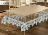 Скатерть из прозрачной плотной клеёнки Lukka Crem 160x220 см с кружевом внизу