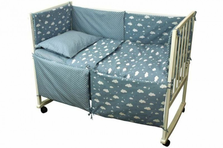 Спальный комплект для детской кроватки Руно "Облачко" голубой