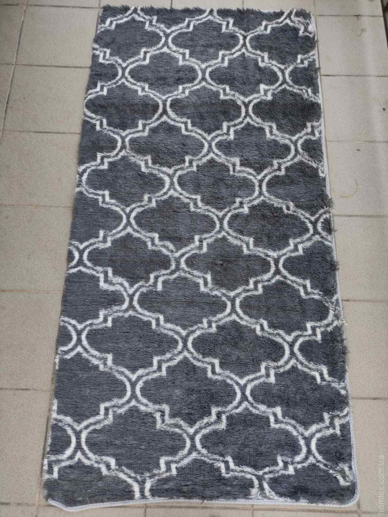 Коврик Травка прикроватный Турция Орнамент V1 90x180 см, серый