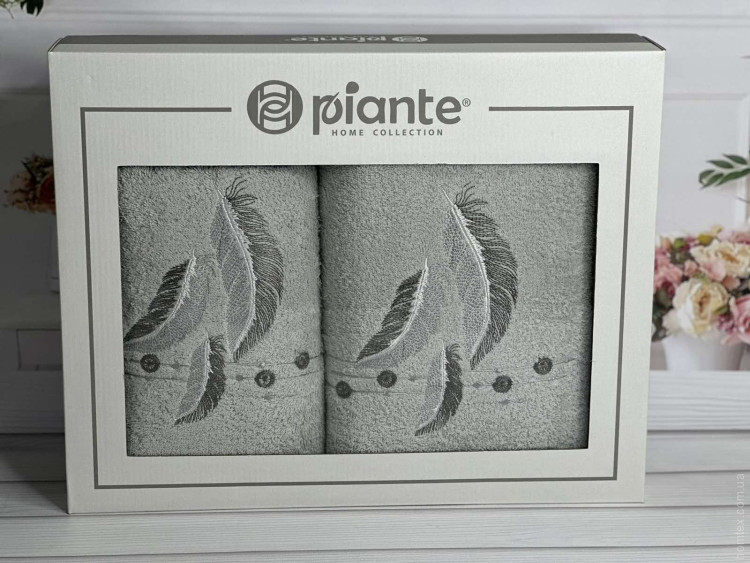 Набор махровых полотенец Piante Home из двух штук 50х90+70х140 см с вышивкой модель 8