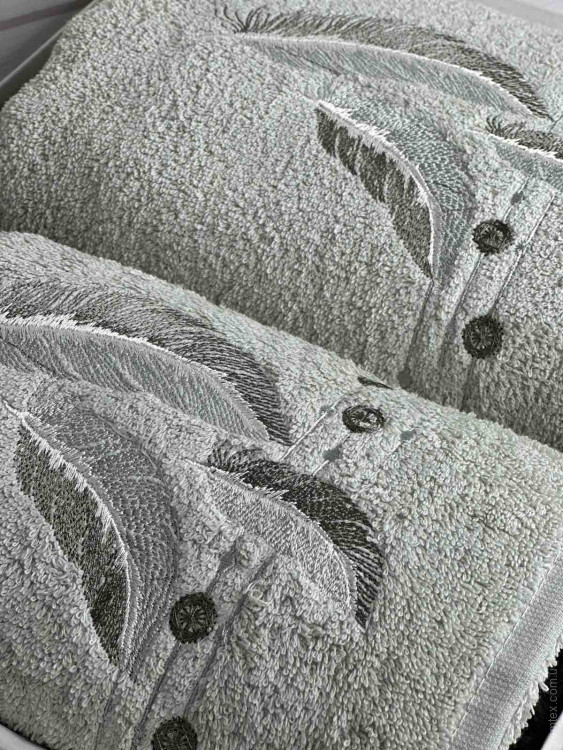 Набор махровых полотенец Piante Home из двух штук 50х90+70х140 см с вышивкой модель 8