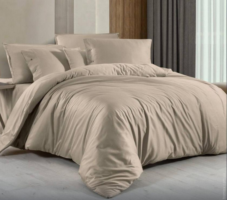 Постільна білизна Sarev Monochrome natural beige сатин люкс сімейний