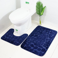 Набор ковриков для ванной с эффектом памяти Homytex из 2-х шт. 50x80 см + 50x40 см Камни синий
