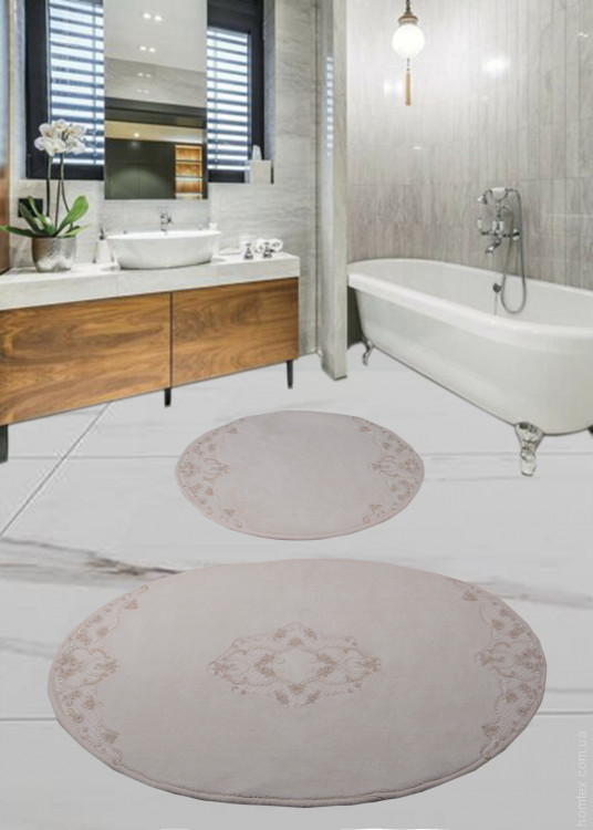 Набор ковриков с гипюром для ванной комнаты Diva Nice Ecru 60x100+50x60 см