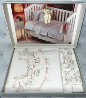 Постельное белье Tivolyo Home Lovely Bear розовое для новорожденных