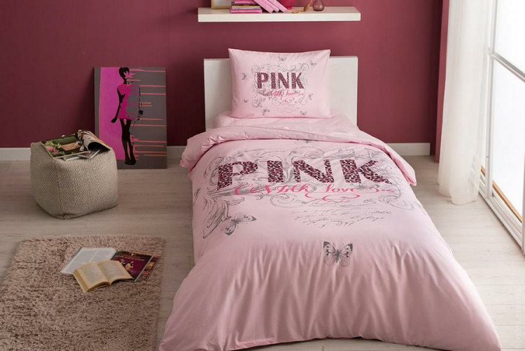 Постельное белье Tac Ranforce Teen Pink pembe подростковое