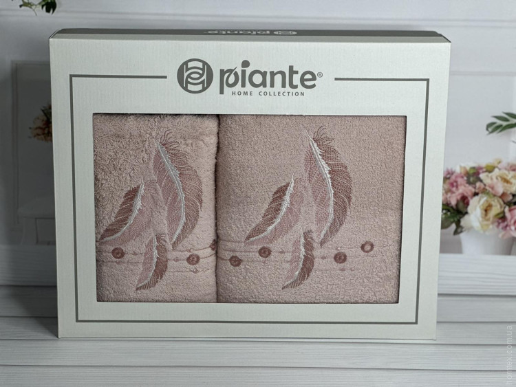 Набор махровых полотенец Piante Home из двух штук 50х90+70х140 см с вышивкой модель 9