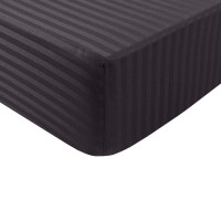 Простирадло на гумці Iris Home Готель Сатін Страйп 1х1 чорна 90х200+25 см