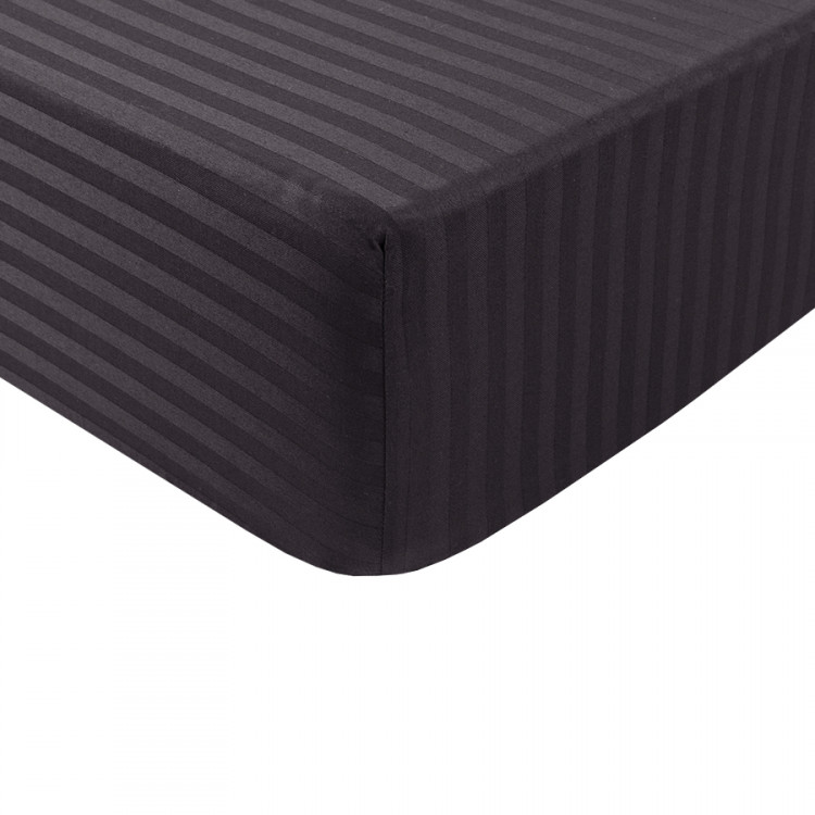 Простирадло на гумці Iris Home Готель Сатін Страйп 1х1 чорна 90х200+25 см