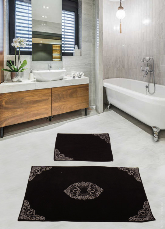 Набор ковриков с гипюром для ванной комнаты Diva Pretty Black 60x100+50x60 см