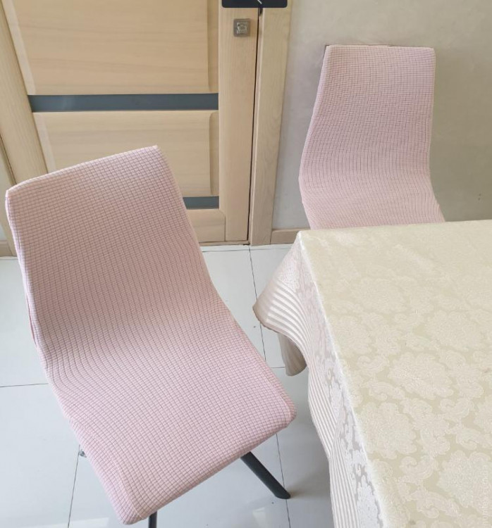 Набор чехлов универсальный для стульев Zeron из 6- ти штук пудровые Набор чехлов универсальный для стульев Zeron из 6- ти штук пудровые