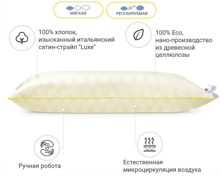 Подушка з Тенсель антиалергенна Carmela Hand Made Modal 40x60 см, №1204, м'яка