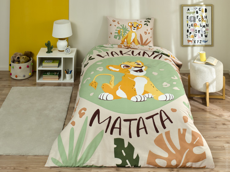 Постільна білизна TAC Ranforce Disney Lion King дитяча з простирадлом на гумці 
