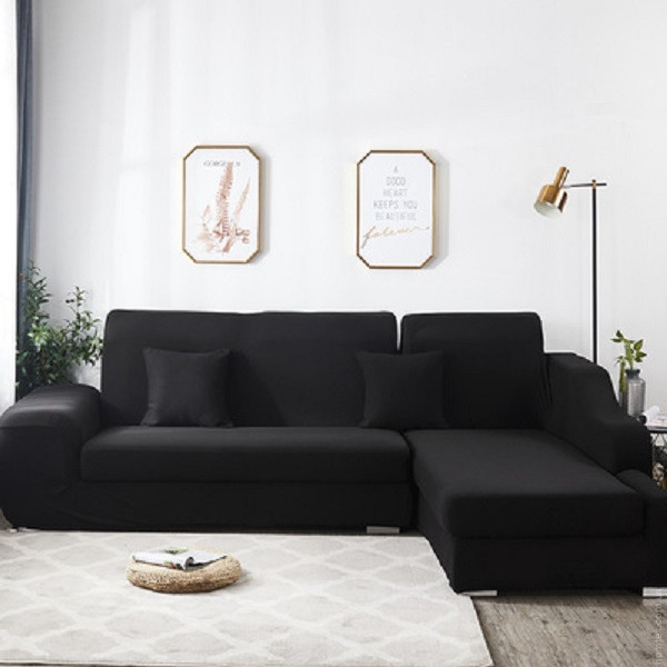 Набор чехлов Homytex жаккард на угловой диван 3.2 черный Набор чехлов Homytex жаккард на угловой диван 3.2 черный