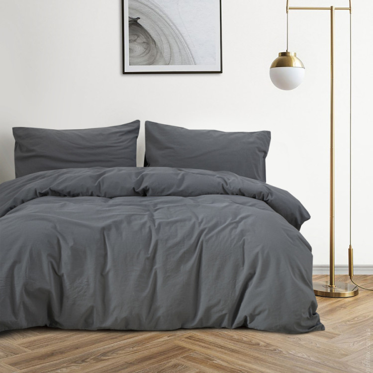 Постельное белье Lotus Home Washed cotton Kansas антрацит евро
