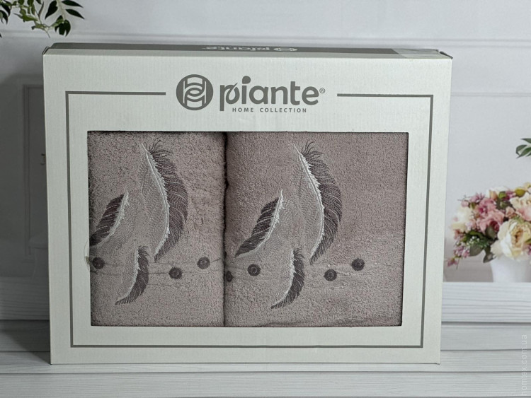 Набор махровых полотенец Piante Home из двух штук 50х90+70х140 см с вышивкой модель 10