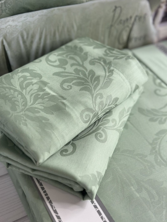 Постельное белье сатин - жаккард Romeo Home Ramses green евро